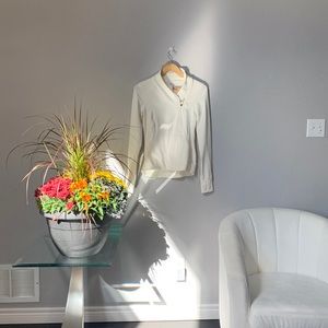 90 Degree By Reflex Off-White/Cream Zipper Front Top